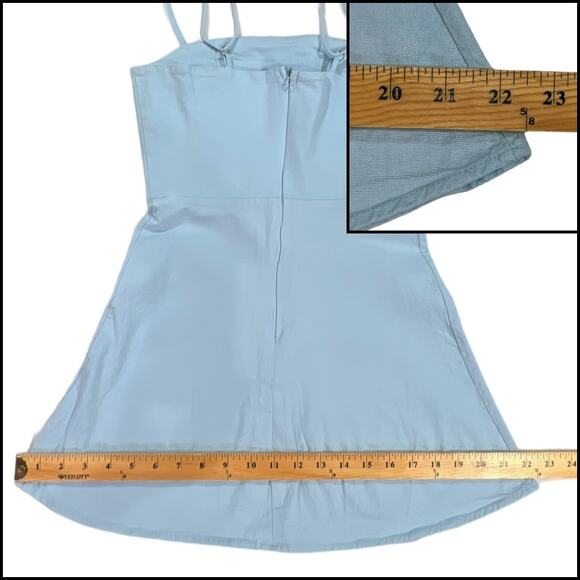 DStudio Light Wash Denim Mini Dress Adjustable Straps Fit & Flare Zip-Up Back - Picture 13 of 13